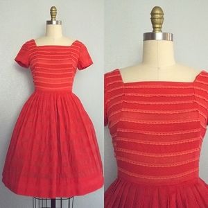 Vintage fit and flair 50s pinup striped dress size small